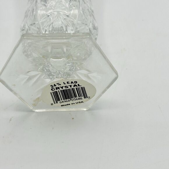 DePlomb 24% Lead Crystal Bud Vase Snowflake Design Pedestal 8" Winter - Picture 5 of 7